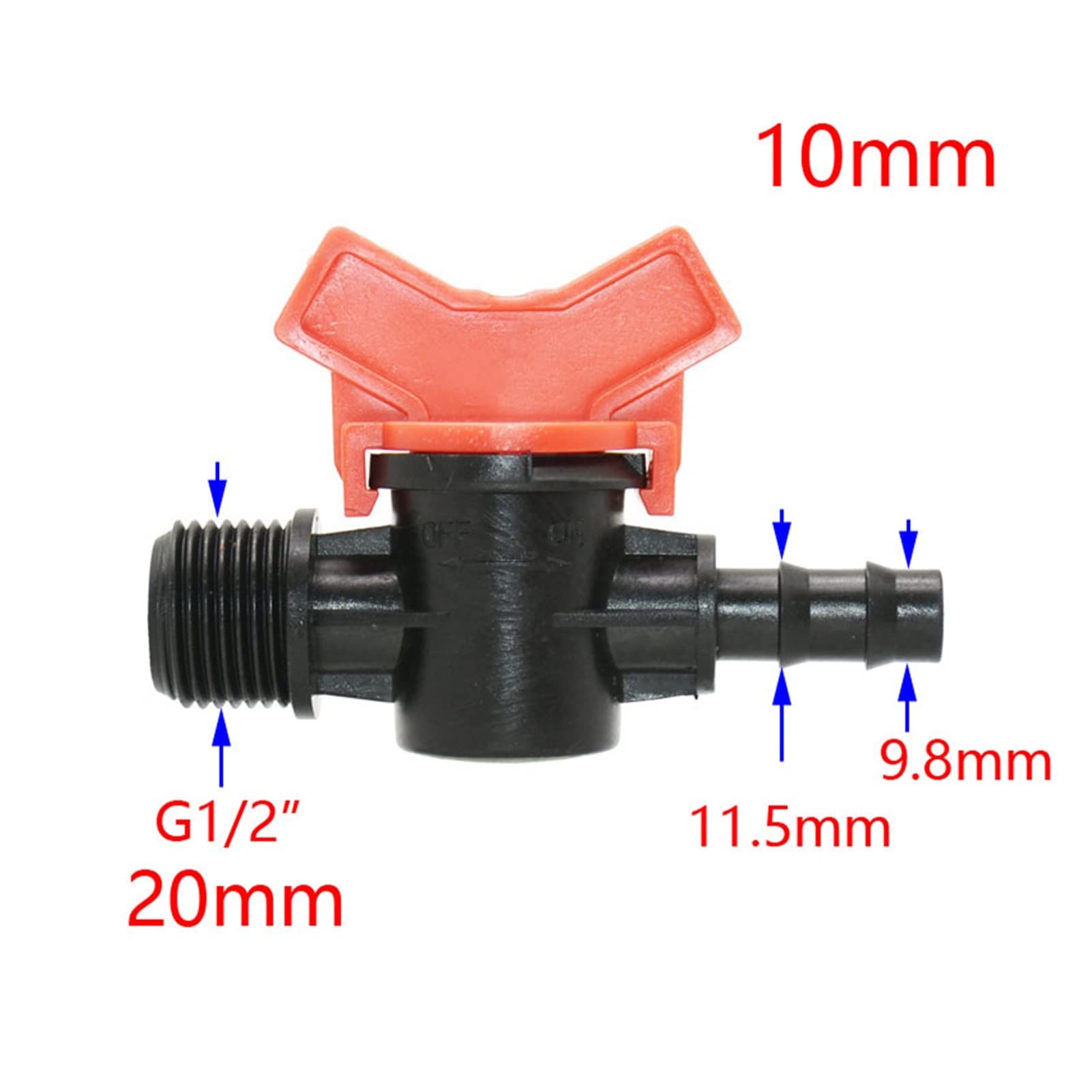 Raccord de Tuyau D'Arrosage Pour Arrosage 1/2" 3/4" Mâle Vers 3/8" 1/2" 3/4" Robinet de Jardin Vanne D'Irrigation Cannelée Mini Vanne Grue Raccord de Tuyau Pe 25 Pièces/1I2 À 20 Mm