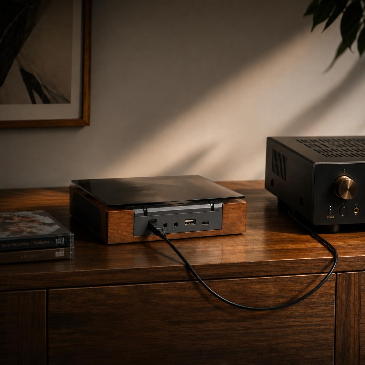DVP-560 Retro Lettore CD portatile per la casa, lettore CD in legno con doppio altoparlante e decorazione per la casa, telecomando, batteria ricaricabile 6-8 H, uscita SPDIF, Bluetooth, regalo