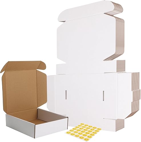 Vista 16 de RLAVBL Juego de cajas de envío de 12x9x2, paquete de 25, caja de cartón corrugado blanca para embalaje, envío postal, negocio