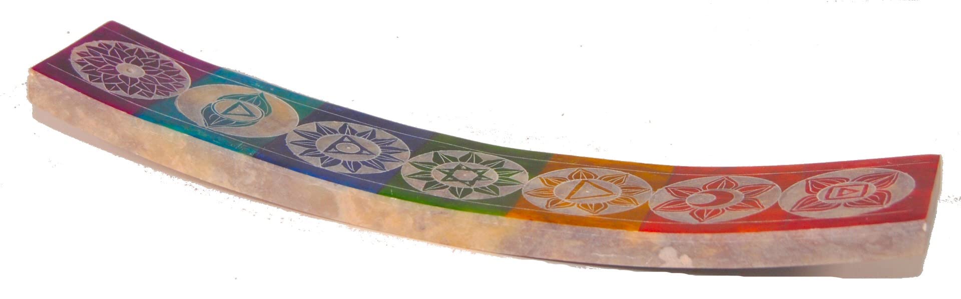 Terrapin Trading Multicolour Fair Trade Soapstone Carved 7 Chakra Indian Incense Holder, 25X5x2.5cm 0.6Kg