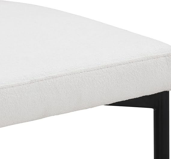 Nathan James Dahlia Counter Height Chair, Boucle Upholstered Modern Barstool with Back, Mid-Century Metal Legs and Padded Cushion for Kitchen, Island and Bars, Light Cream Boucle/Black, Set of 2
