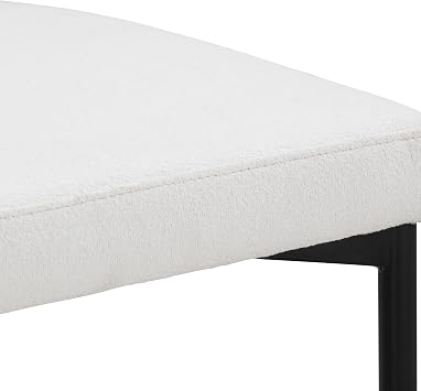 Nathan James Dahlia Counter Height Chair, Boucle Upholstered Modern Barstool with Back, Mid-Century Metal Legs and Padded Cushion for Kitchen, Island and Bars, Light Cream Boucle/Black, Set of 2