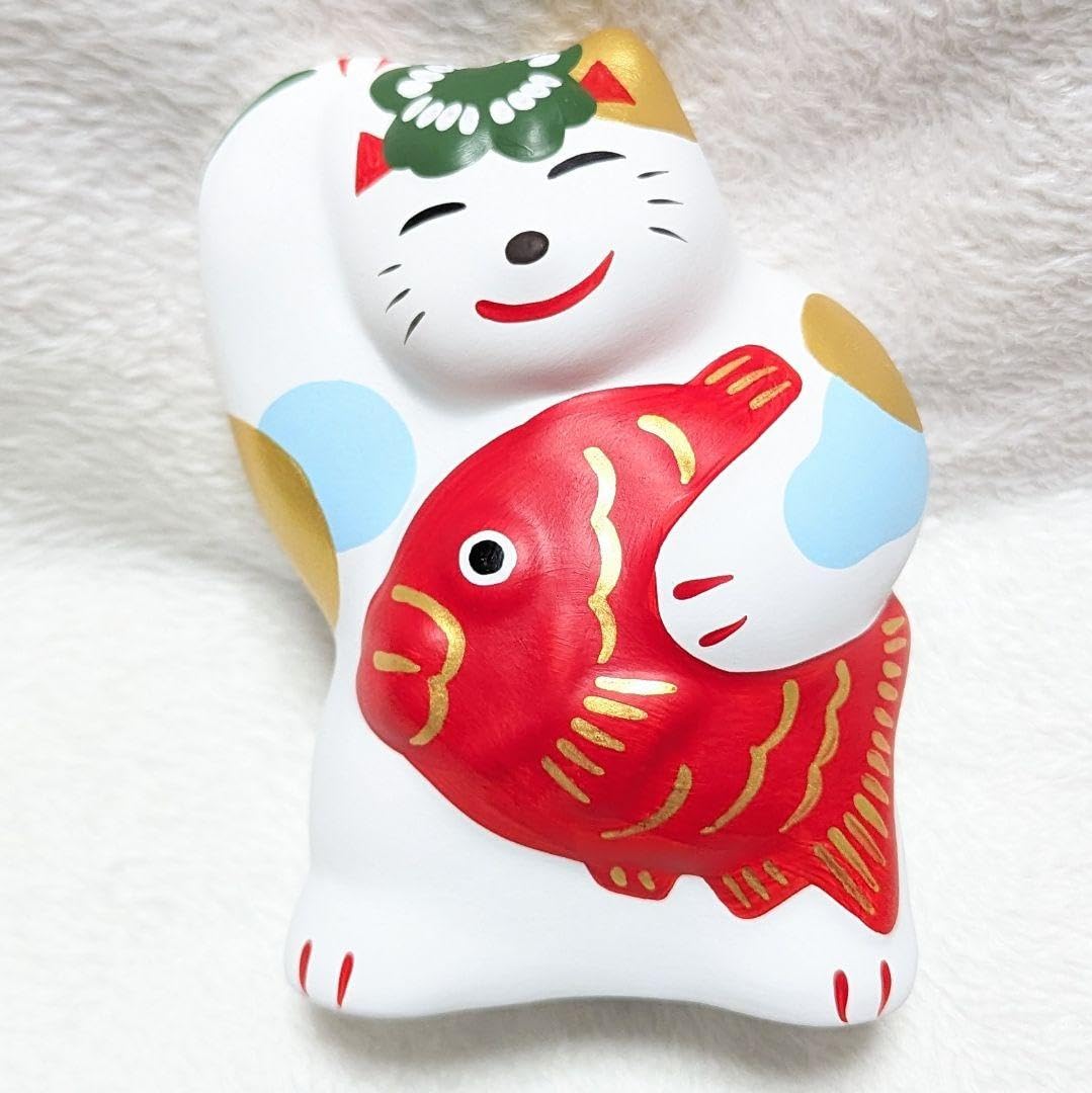 Amazon.co.jp: 工房輪葉葉 赤 たいねこ 超 招き猫 限定 縁起物 わはは  