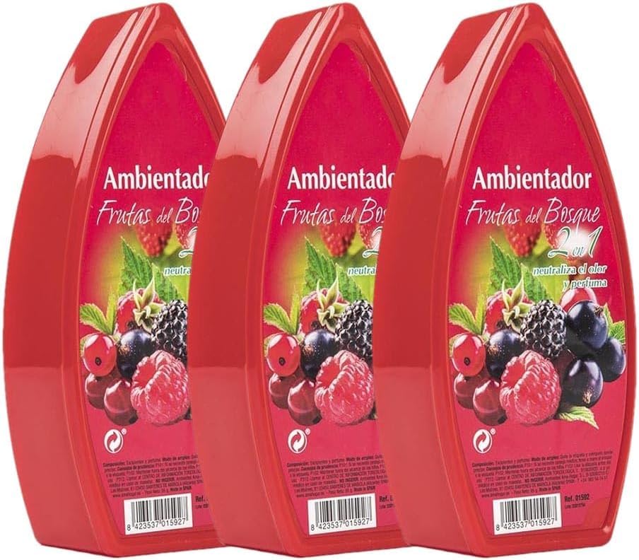PCMOVILES Ambientador de Gel CLASSIC Frutas Del Bosque – Pack de 3 Unidades – Larga Duración – Frescor para Casa, Habitación, Armario y Coche – Aroma Repelente Natural