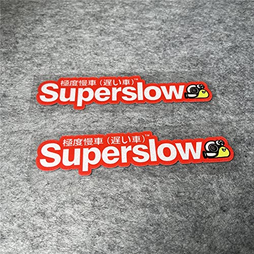 Image of Car Styling Sticker for Japanese Superslow Snail Creative Words Auto Oil Tank Window Body Vinyl Computer Case Motocross Decals (E 20x4.6cm red 2PCS)
