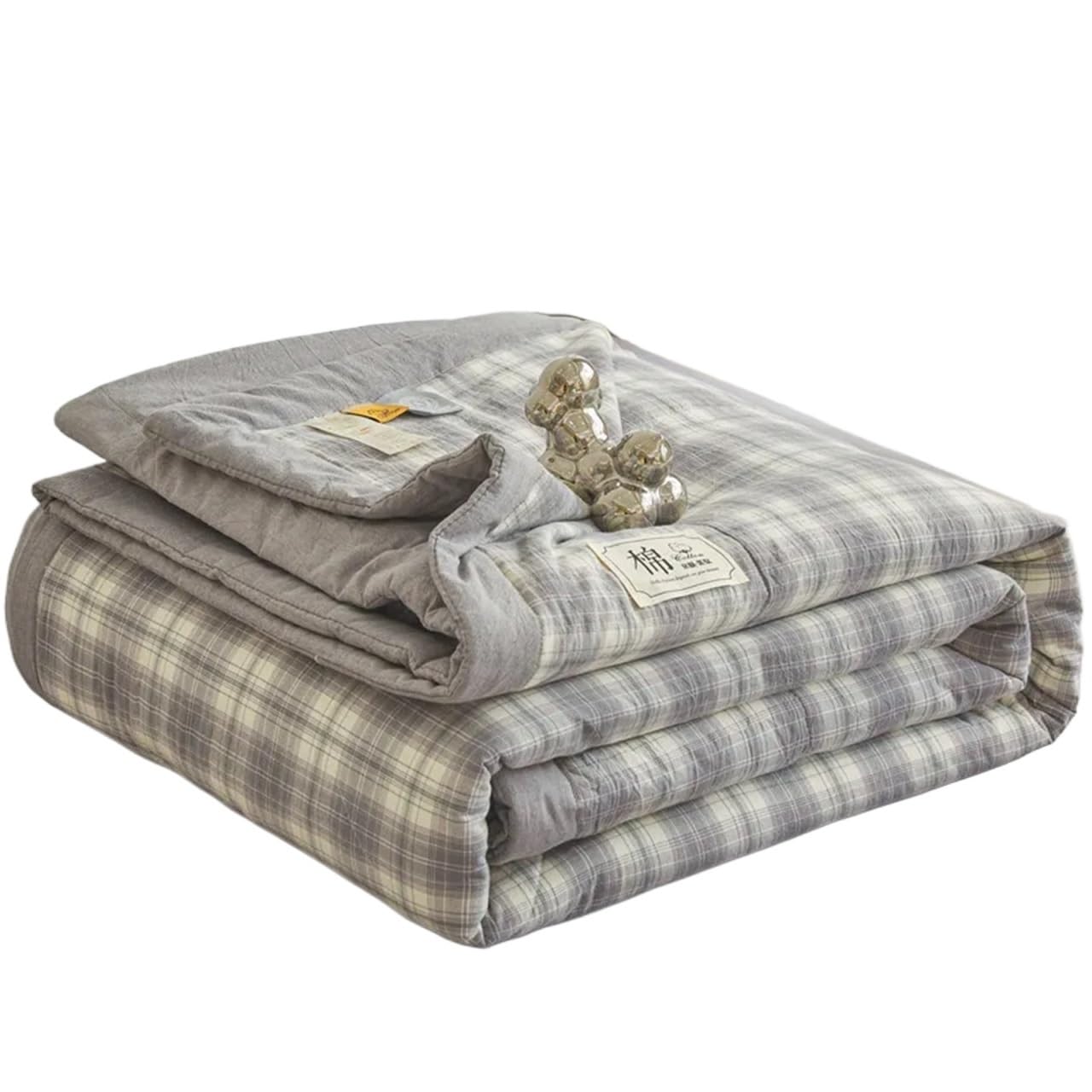 IUVYTA Summer Duvet All Cotton Summer Long Staple Quilt Core Air-conditioning Quilted Washable Plaid Soft Duvet(Color 7,200x230cm)
