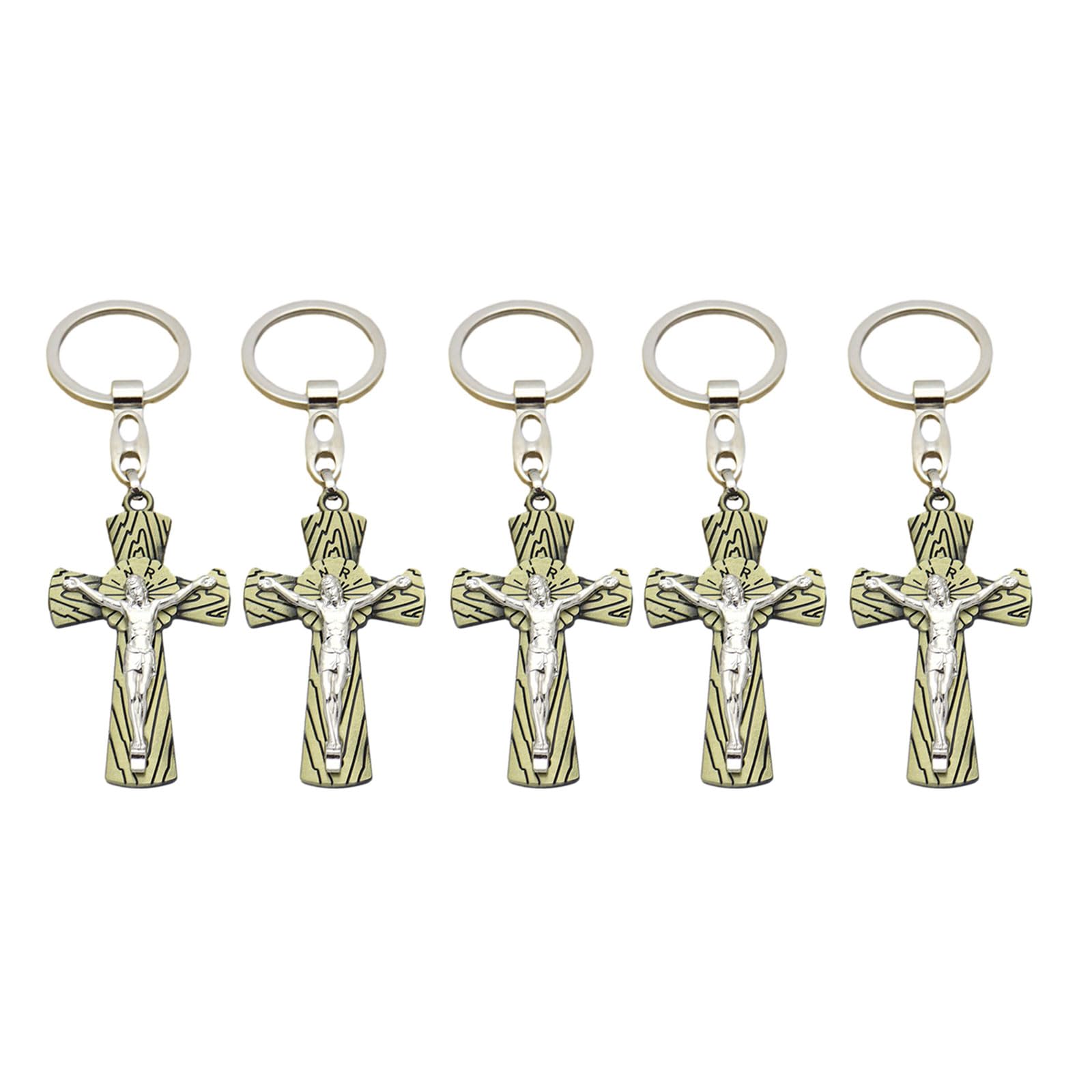 Tsophreniq 5PC Charm Cross Pendants Keychains Keyrings Bag Car KeyChains Rings Pendants