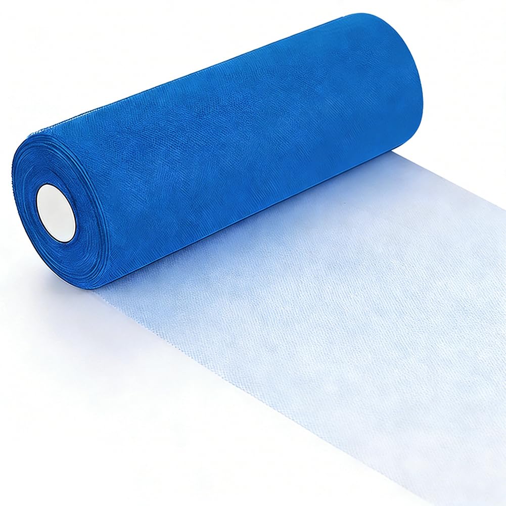 Rotolo di tulle e organza 30 cm x 92 m, nastro in tulle per decorazioni matrimoni e feste, tessuti al metro per lavori fai da te e artigianato, fiocchi (Blu navy)