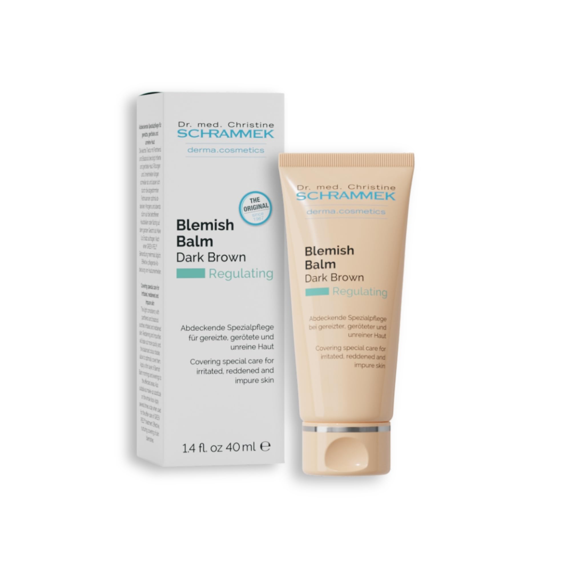 SCHRAMMEK Blemish Balm Dark Brown, 1 x 40 ml | Abdeckende Spezialpflege für gereizte, gerötete und unreine Haut, das Original seit 1967, getönte Gesichtspflege
