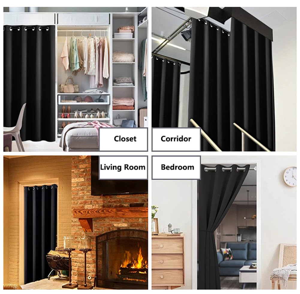 Tenda corta per porta, divisorio a mezza porta, stile moderno, isolamento termico, antivento, per ristoranti, bar, decorazione per la casa, con asta (grigio argento, larghezza 132 cm x altezza