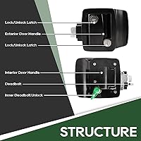 Vista 2 de RVGUARD Pestillo de puerta de caravana, cerradura de puerta de entrada para remolque y cámper con cerrojo de pala, kit de repuesto de cerradura