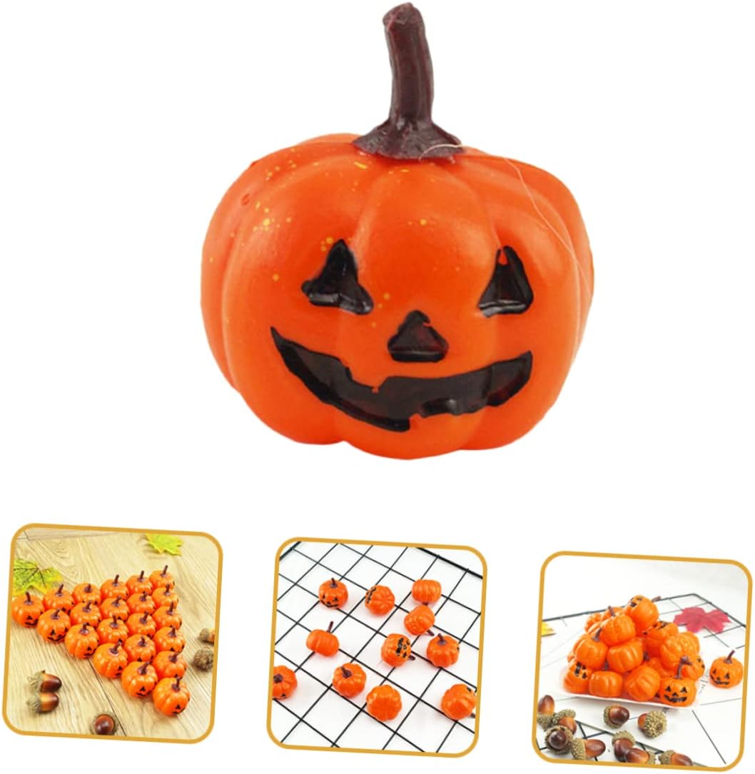 32Pcs Artificial Plastic Pumpkins Lifelike Small Pumpkins for Halloween Thanksgiving Day and Fall Decorations Fake Pumpkins for Home Kitchen and Outdoor Decor