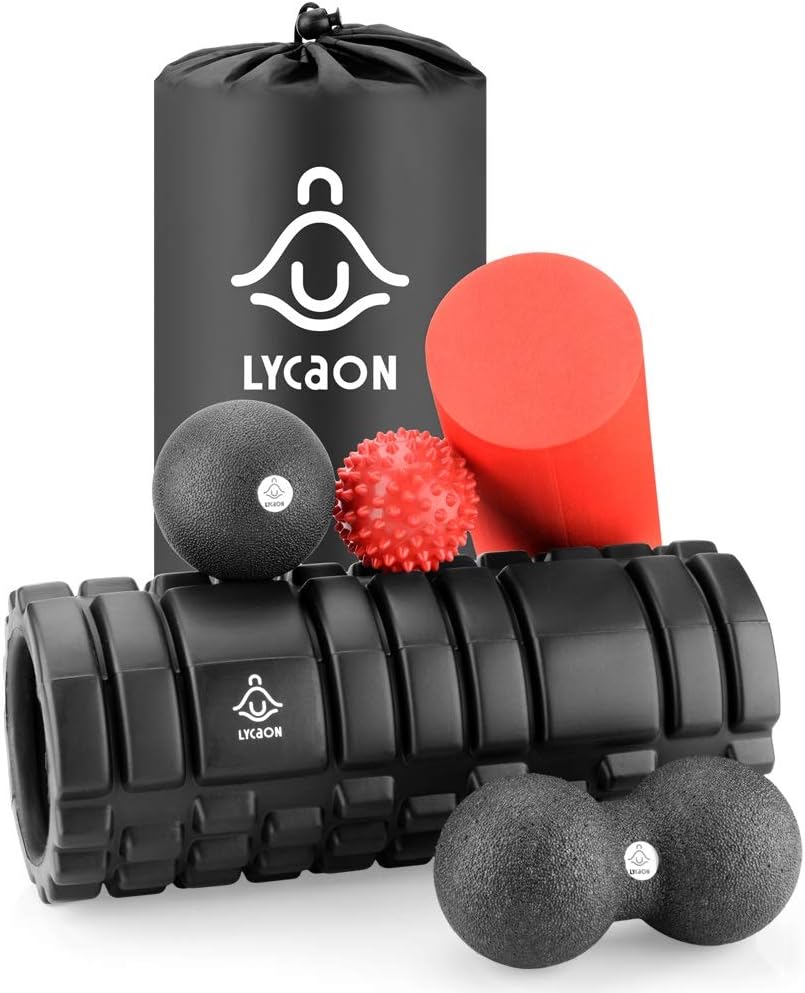 LYCAON Foam Roller Set 6 PCS for Deep Tissue Muscle Massage, Trigger