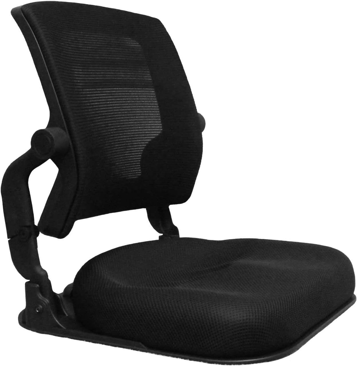 Patented Foldable Orthopedic Floor Chair for Adults/Children - Japanese Legless Seat for Meditation, TV, Pelvic Adjustment - Recliner with Back Support (Black)