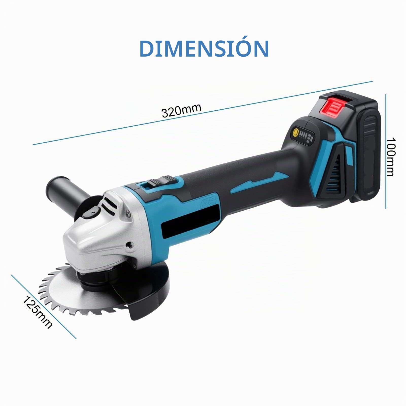 Mini Amoladora Angular a Bateria 21V 125mm, Motor Sin Escobillas 15000RPM