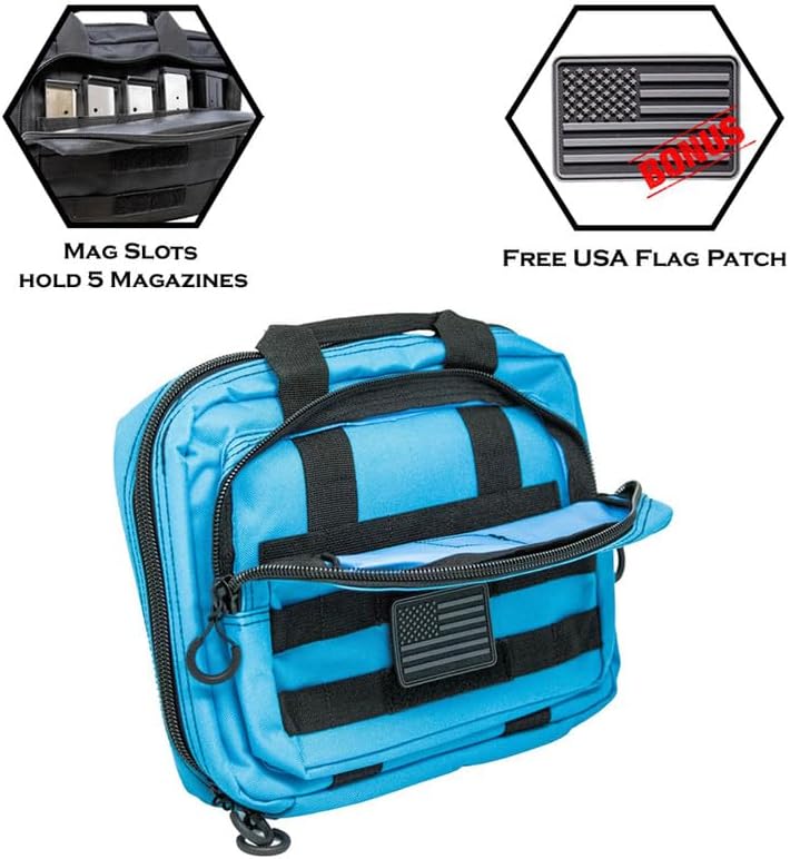 Exos Double Pistol Case - Tactical Double Soft Pistol Gun Bag - Handgun Carrying Case with Compartments - Hand Gun Storage Bag with MOLLE Webbing and Padded Interior - Image 2