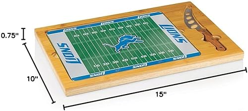 Miniatura 9 de PICNIC TIME NFL Football Field Icon - Juego de tabla de cortar y cuchillos con parte superior de vidrio, (Parawood y bambú)