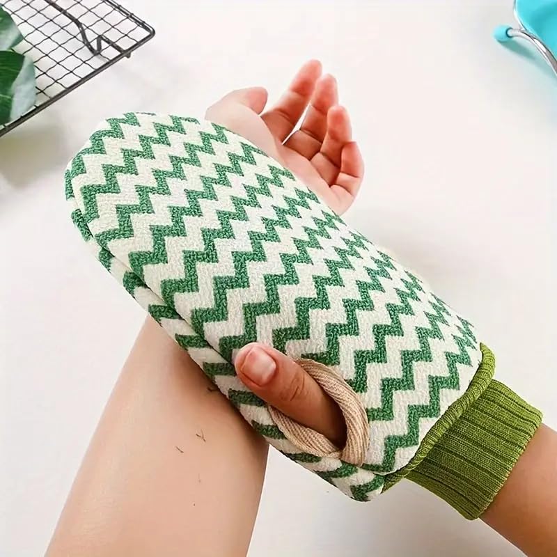 AUXA Exfoliating Gloves | Premium Soft Body Scrubbing Gloves for Men and Women | Cleanse Dead or Dry Skin | 1 Piece (Green)-image-11