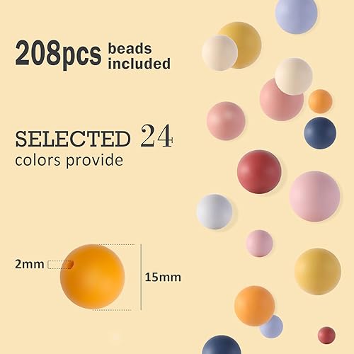 Miniatura 2 de CCINPPY 220 cuentas de silicona, cuentas de silicona multicolor de 0.59 pulgadas para hacer llaveros de joyería, kit de fabricación de pulseras para