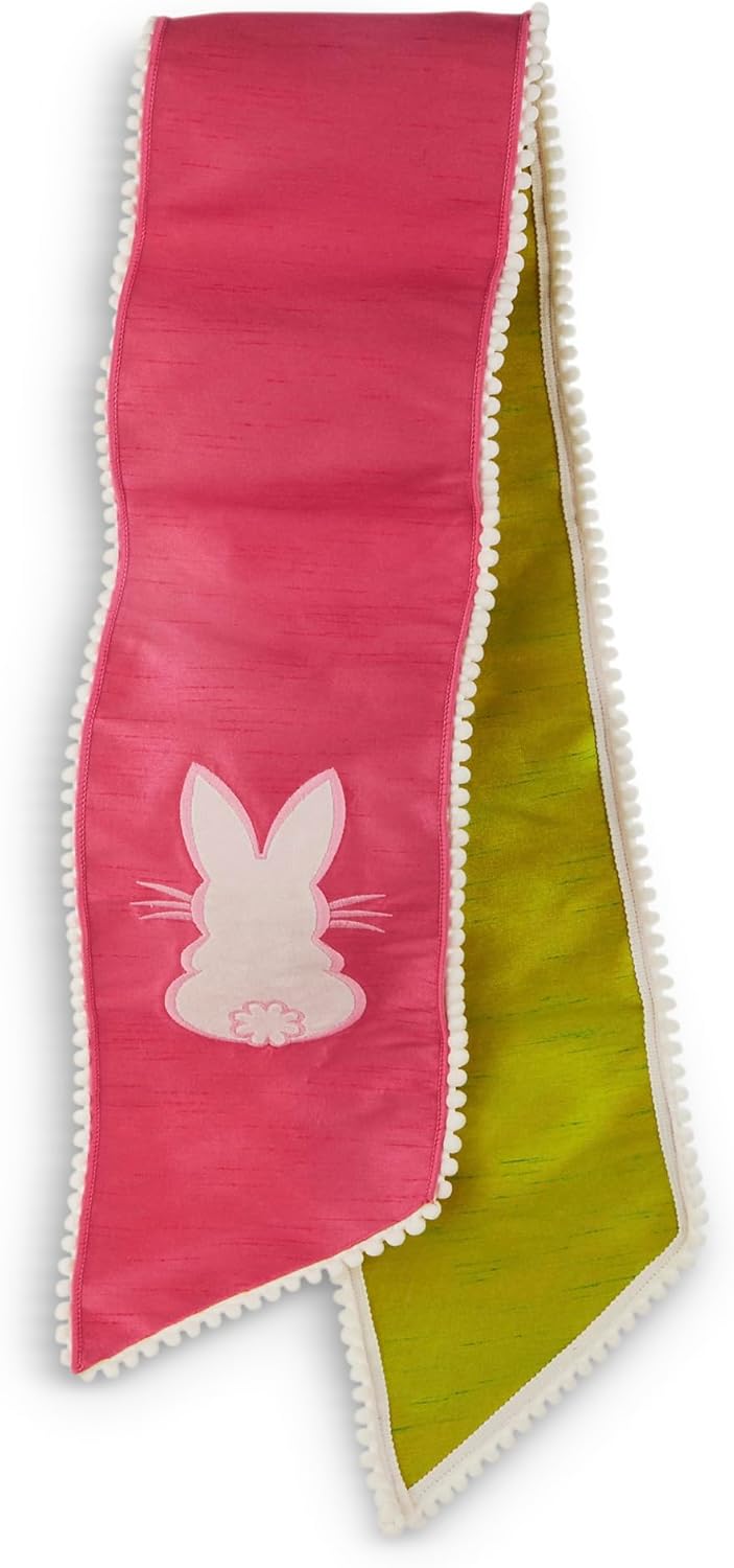 54" Bunny Wired Wreath Sash in Pink and Green From RAZ Imports