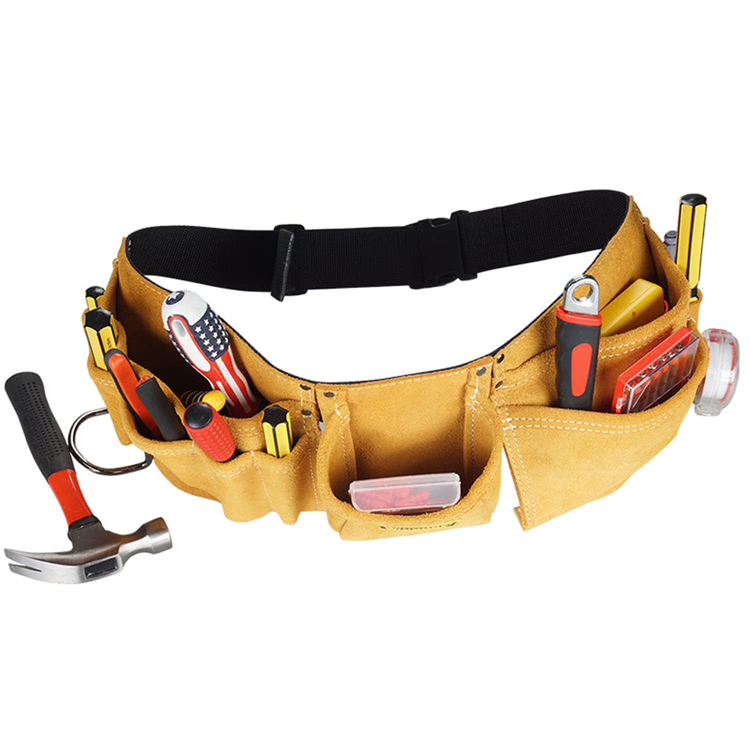 Cintura Portautensili In Pelle Per Falegnami Ed Elettricisti | 12 Tasche | Regolabile Da S A XXL | Resistente E Pratica - Foto 6