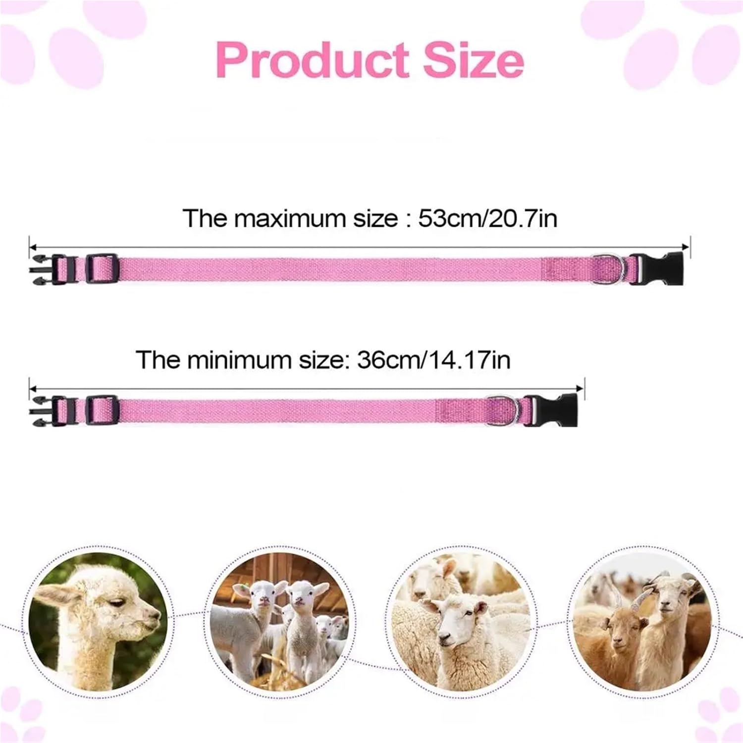6pcs Goat Collar Horse Sheep Grazing Bell Collar Clear Sound Quick-Release Buckle Pet Accessories for Small Animal Cow Sheep(Pink)