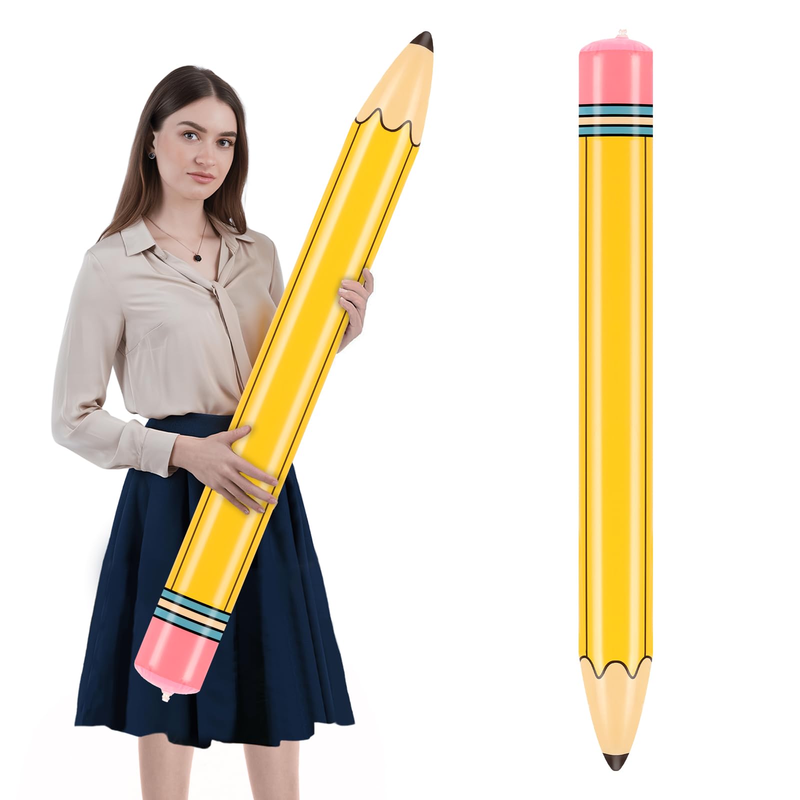 Dalycro 43-Inch Inflatable Pencil Giant Blow Up Pencil Colorful Inflatable Crayons, Birthday Party Supplies, and Room Decoration (Yellow, 43in)