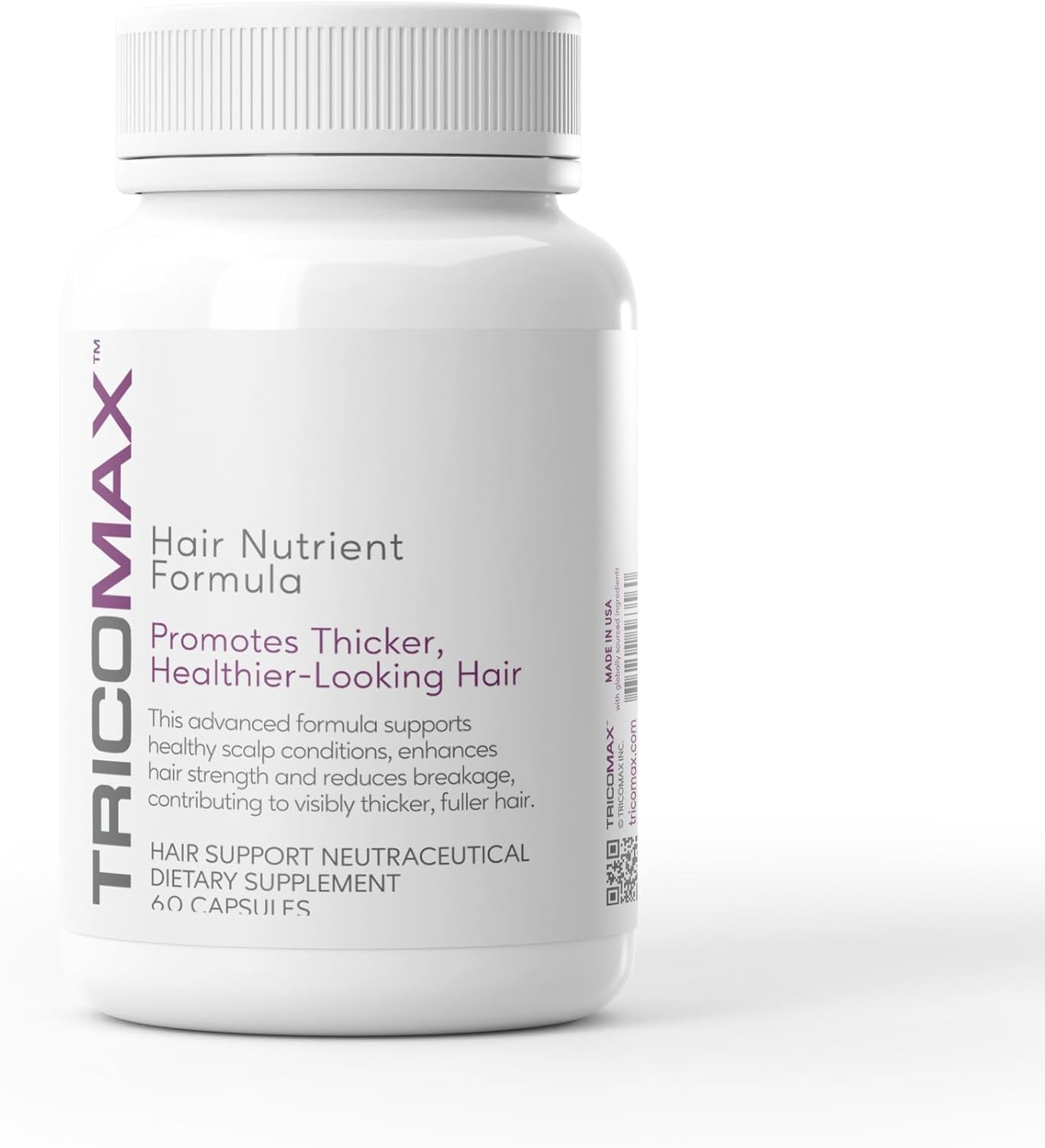TricoMax Hair Nutrient Formula – Supports Stronger, Fuller-Looking Hair & Reduced Shedding – Biotin, Saw Palmetto, Amino Acids & Vitamins – 2 Capsules Daily (60 Capsules) 180 Count (Pack of 1)