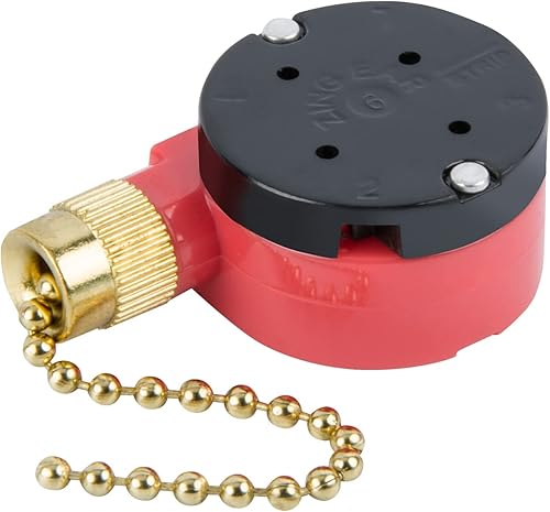 Zing Ear ZE-208s Interruptor de cadena de tracción, interruptor de control de 3 velocidades compatible con ventiladores de techo, lámparas y luces