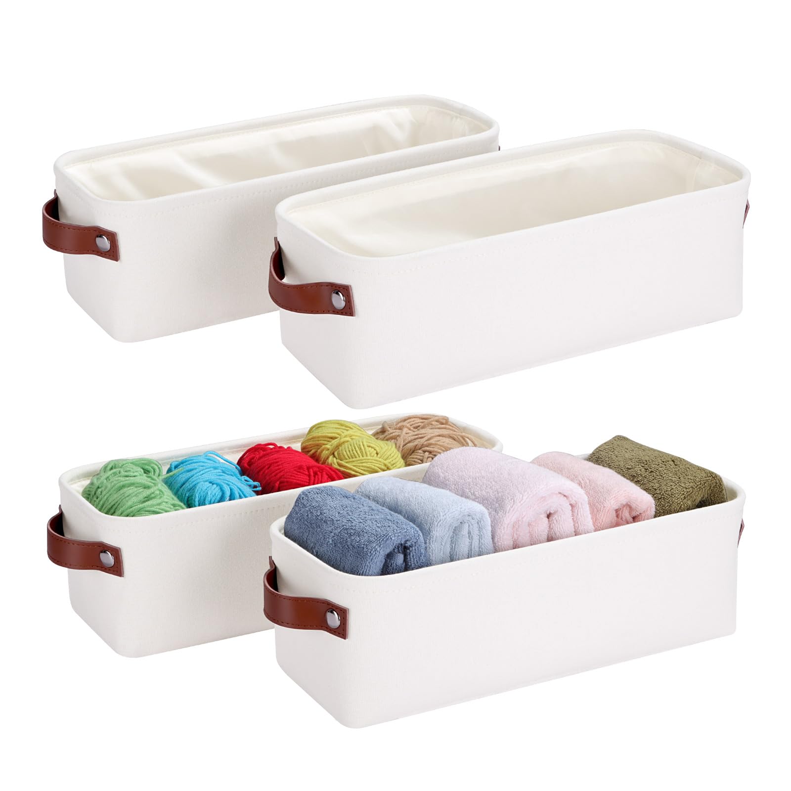 Kntiwiwo Small Fabric Storage Bins, Narrow Storage Baskets for Organizing