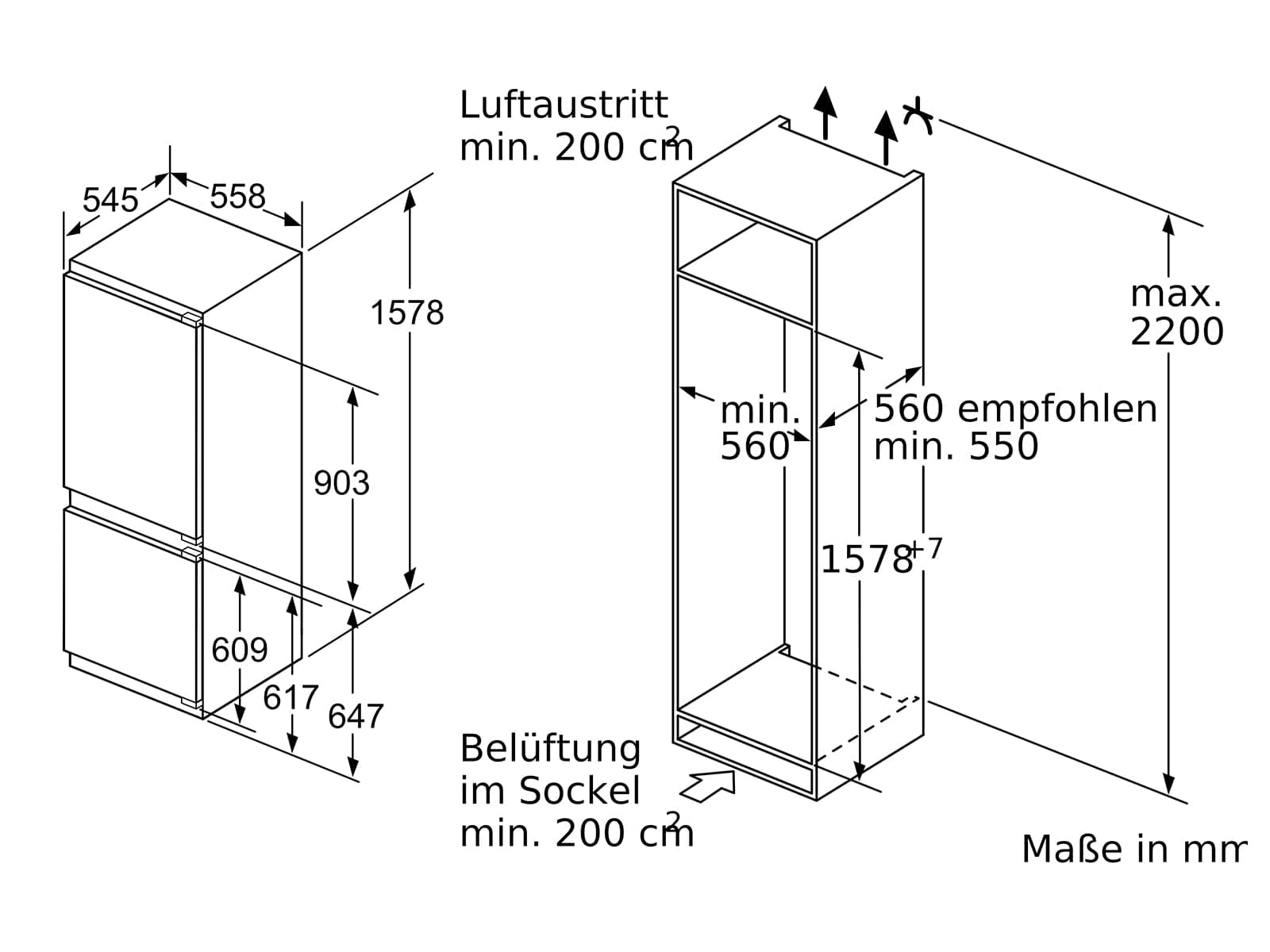 Bosch KIS77AFE0 seria 6 lodówko-zamrażarka do zabudowy, wnęka 158 x 56 cm, chłodzenie 169 l + 61 l zamrażanie, zawias płaski, Made in Germany, VitaFresh plus 2 x dłuższa świeżość, LowFrost rzadziej