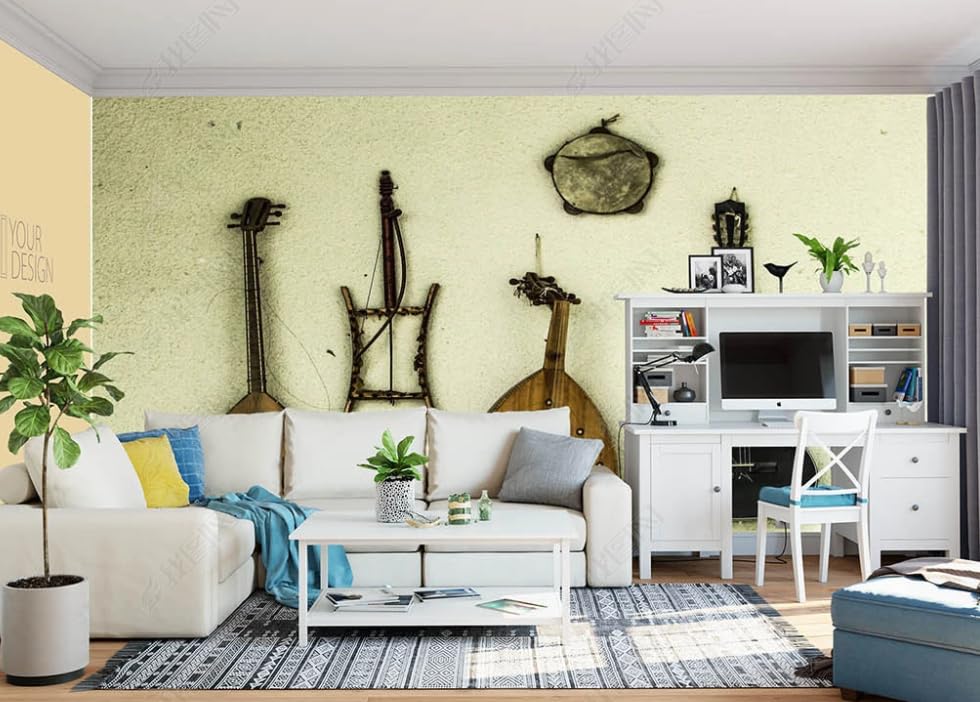 Papier Peint Musique Vintage Luxe Intissé Poster Géant Panoramique Salon et Chambre