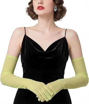 THARAHT Women Long Sheer Gloves Tulle Mesh Gloves Suitable For 1920s Opera Tea Party Attire And Bridal Evening Gowns