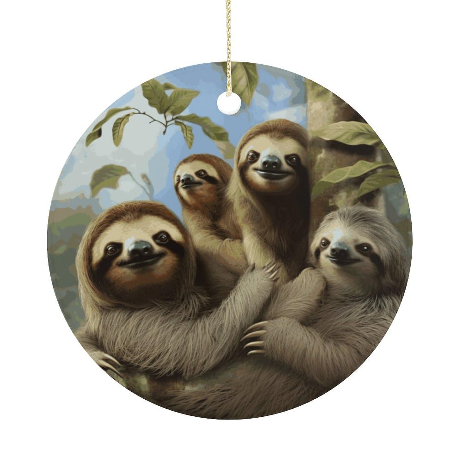 Adfgyerh Women's Style Sloth Family Hanging Ceramic Ornaments, Christmas Tree Decorations, Funny Home Decor Gifts For Sisters & Work Best Friends