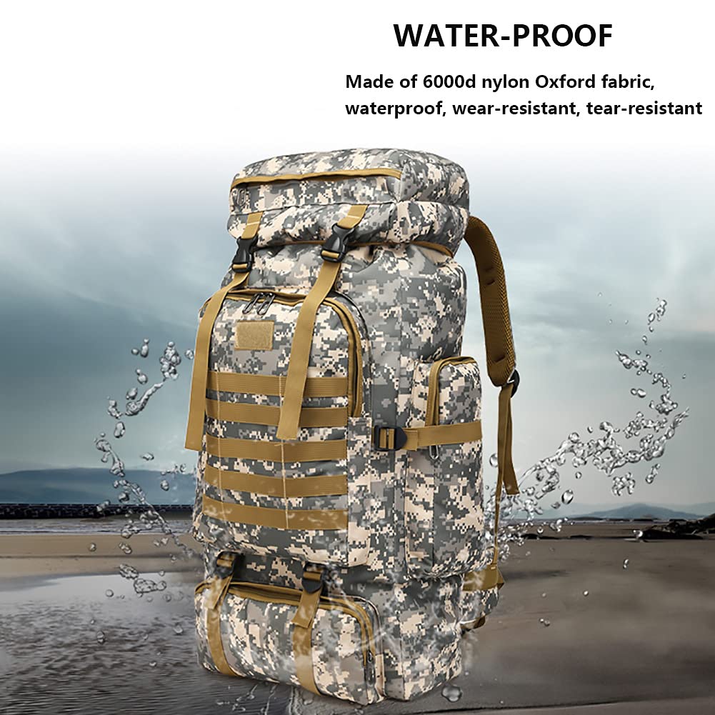 Zaino da alpinismo di grande capacità per escursionismo, campeggio, sport all'aria aperta, borsa tattica idrorepellente con sistema Molle, cinghie regolabili, motivo mimetico, Urban Camouflage