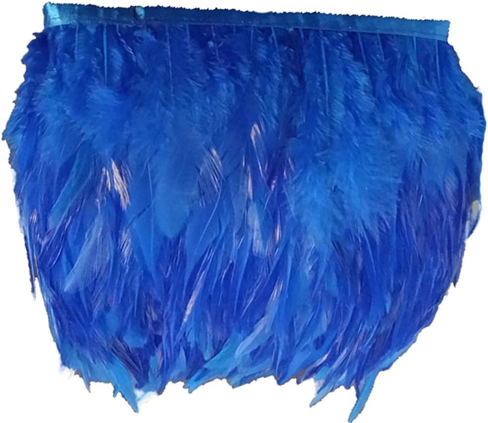 KOLIGHT Pack of 10 Yards Natural Rooster Hackle Feather Trim Fringe 4-6" in Width DIY Decoration (Pink)