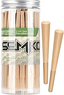 SEMKONT 1-1/4 Rolling Papers Pre Rolled Cones | 100 Pack | Natural Pre Rolled Rolling Paper with Tips | Easy to Use and Convenient
