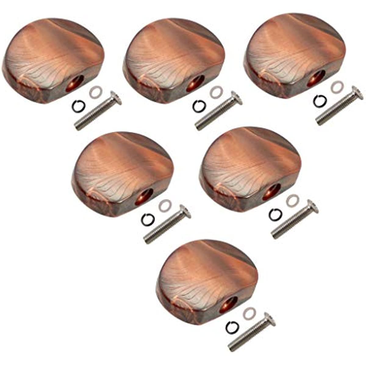 Jojomis Pack of 6 Universal Guitar Tuner Machine Head Semicircle Buttons Tuning Key Replacement Coffee, with Screws and Gaskets