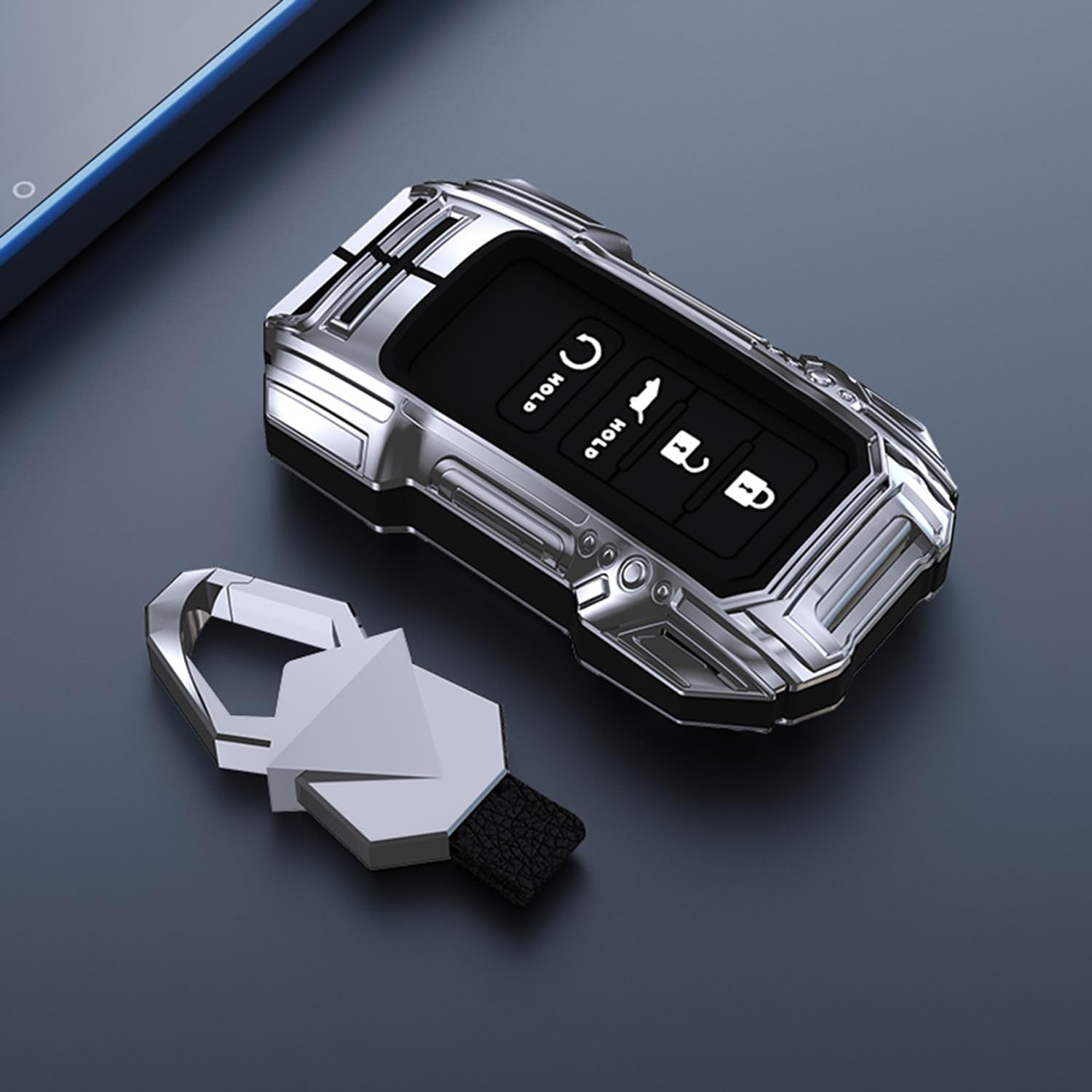 Zinc Alloy Metal Car Key Fob Cover Protector Key Case Accessories Compatible for Acura CDX RDX RLX TLX TLX-L ILX NSX Smart Keyless Key Shell(Silver)