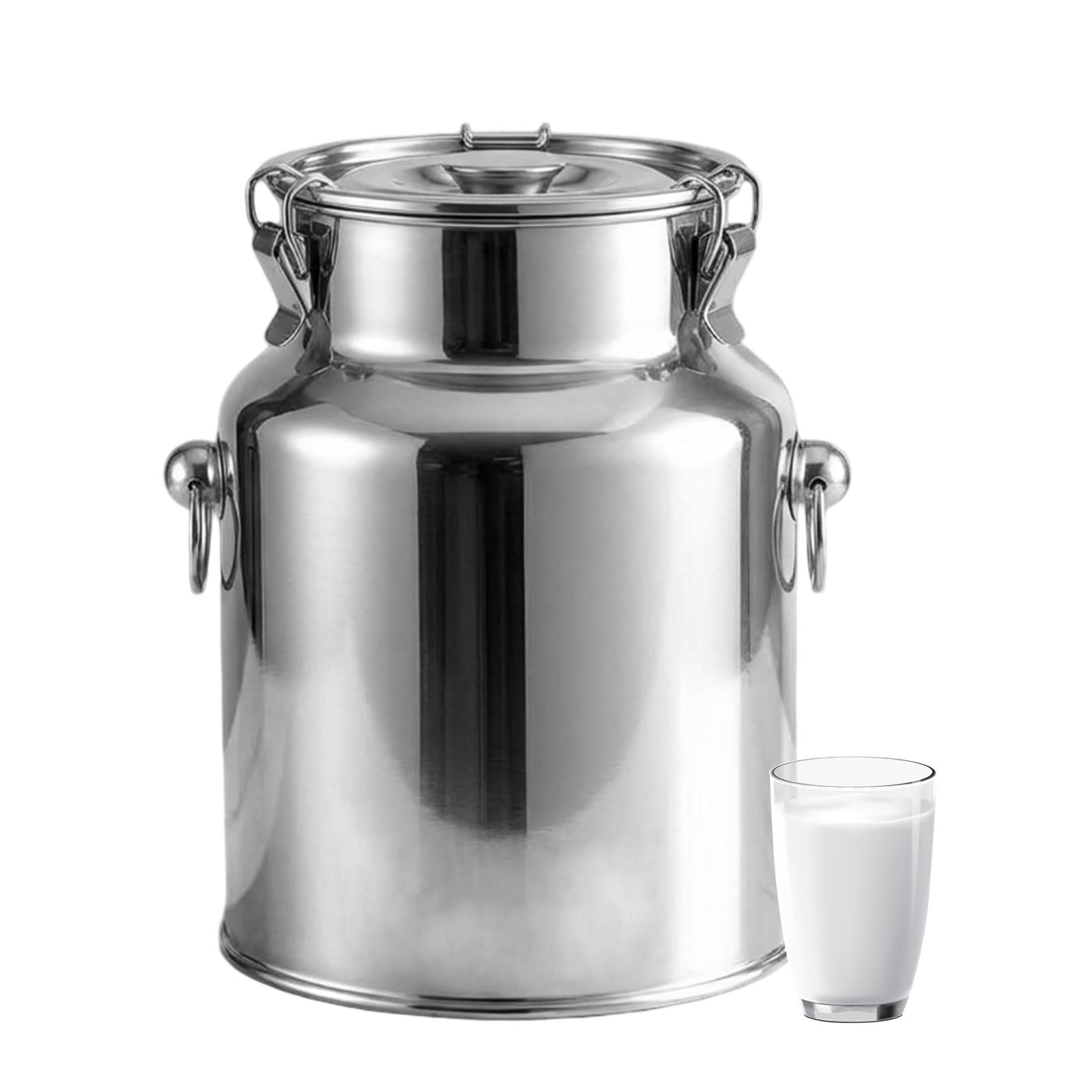 AIZYRLYR Milk Bucket Stainless Steel Milk Can, Milk Jug Airtight Canister with Lid & Handles for Milk, Wine, Oil, Farm & Kitchen Use,11L 22x30CM