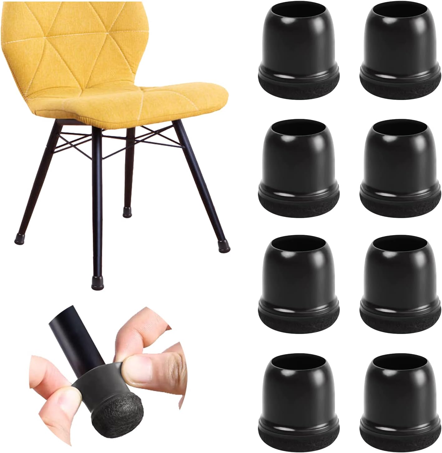 20 Pcs Black Extra Small Chair Leg Floor Protectors for Hardwood Floors