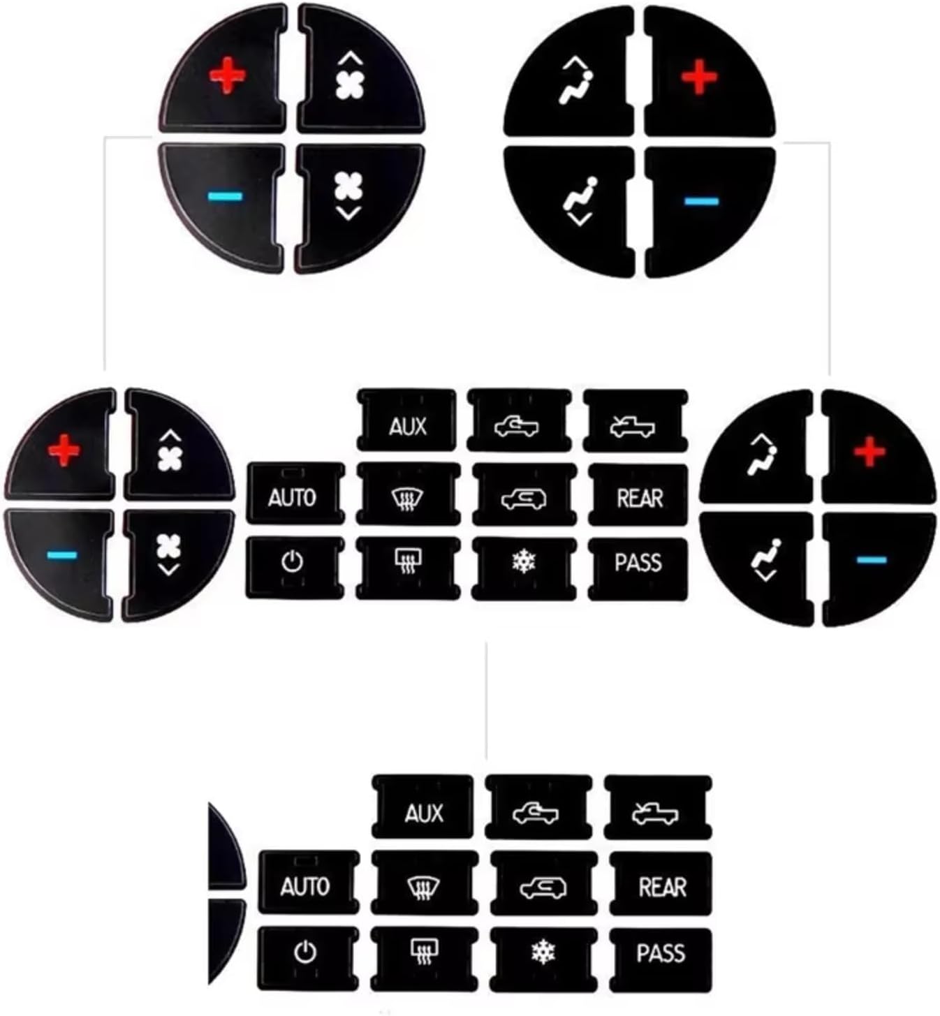 Car Air Conditioning Dash Button Sticker for Buick Enclave 2008 2009 2010 2011 2012,Radio Dash Buttons Decal Replacement Stickers Auto Interior Accessories