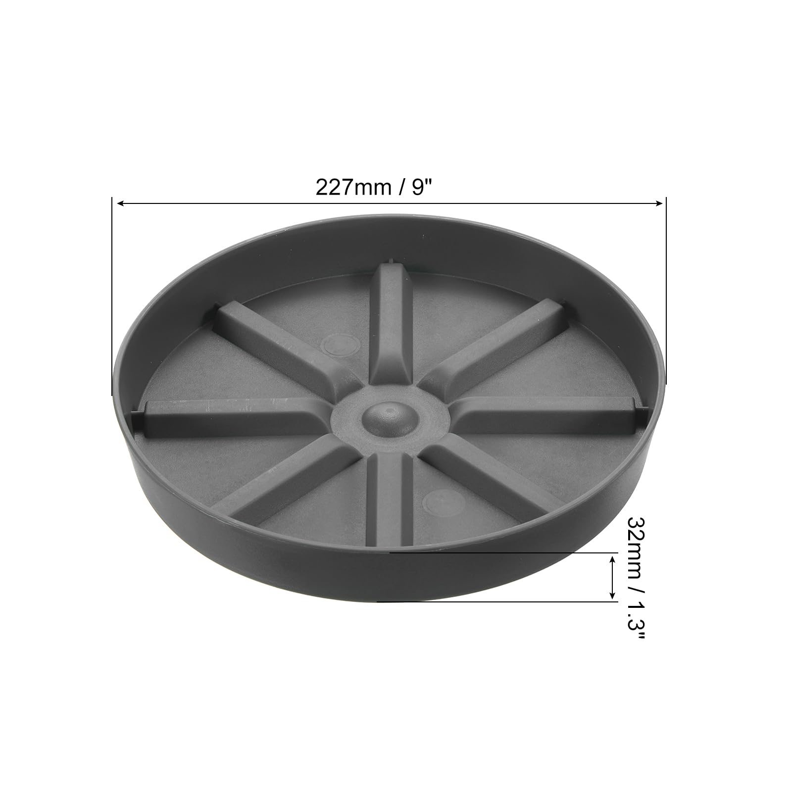 PATIKIL Plant Pot Saucers 9 Inch, 6 Pack Plastic Round Plant Pot Thicker Flower Drip Tray for Indoor Outdoor Gray - Image 2