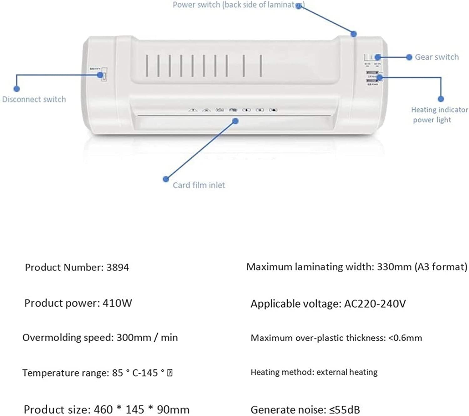 Laminatrice, Macchina for laminazione Termica, Laminatrice Personale for Uso Domestico Ufficio for Insegnanti Shcool, Macchina for laminazione a Freddo Piccola da 9 Pollici