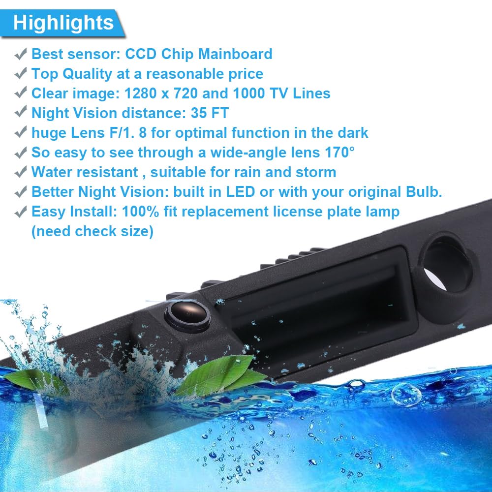 Super HD Trunk Handle Parking Camera Night Vision Reversing Camera for Audi A3 8V 8P 8P1 8PA S3 V6 Allroad Sportback/A4/S5 Quattro/RS3 S3/RS6 S6/A6 A6L C6 4F 4F2 4FH 4F5 Avant/Plus RS Variants Kombi - Image 4