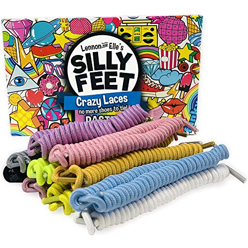 Silly Feet No Tie Shoe laces for Kids Shoelaces for Sneakers No Tie Curly Laces Adults Twisty Elastic Curl Children Toddler 10 Pair