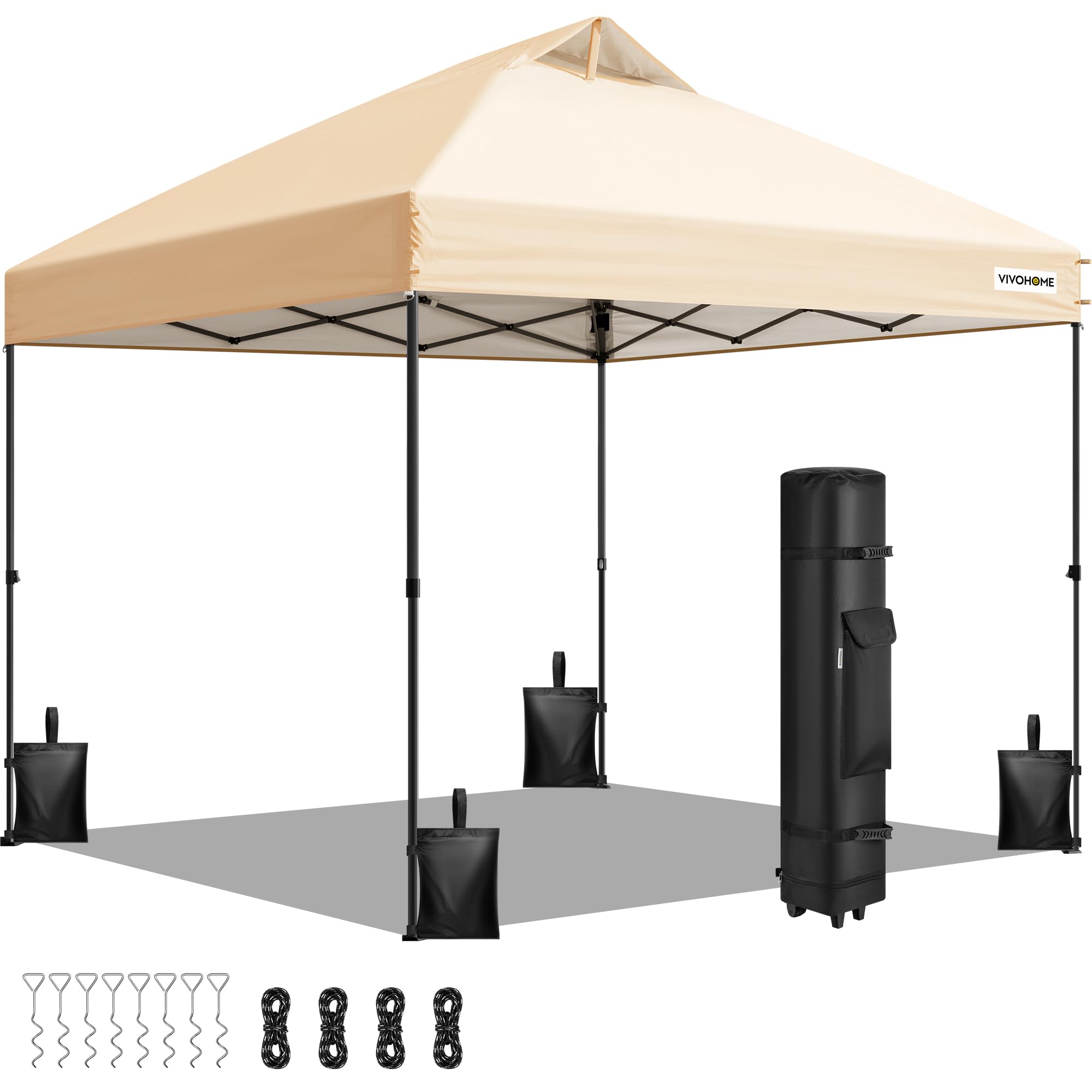 VIVOHOME Canopy 3x3m Tent Outdoor Shelter Portable with Wheel Carry Bag and 4 Sandbags