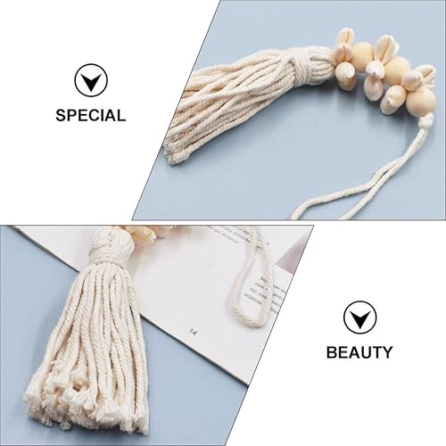 Miniatura 4 de GANAZONO Guirnalda de cuentas de madera de concha de mar, guirnalda de cuentas de conchas de cauri con borlas, decoración náutica de granja, bandeja