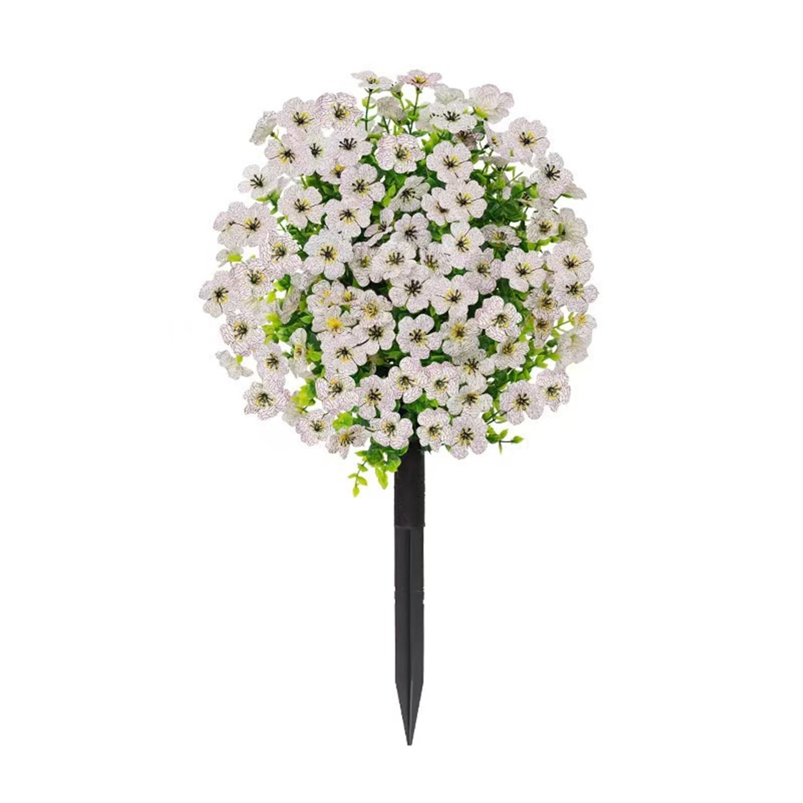Ground Inserted Violet Eucalyptus Leaf Camellia Simulation Flowers Home Decoration 1Pcs(White)
