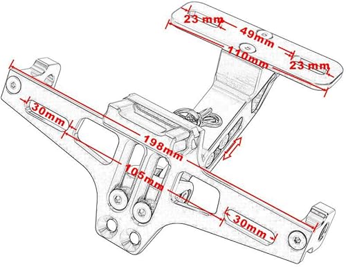 Miniatura 2 de Soporte universal para placa trasera de motocicleta con luz LED, soporte eliminador de guardabarros ajustable para Yamaha para Kawasaki para Ducati
